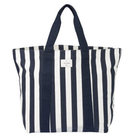 Gry Mattr Striped Summer Tote Bag - Navy-Cotton Canvas