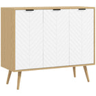 HOMCOM Modern 36" L Sideboard Buffet Cabinet - Natural Wood-Large storage space with 2 door cabinets for holding daily accessories and utensils