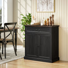 HOMCOM 31.5" L Sideboard Buffet Cabinet - Black Wood Grain-A shelf with 3 height options lets you customize storage for kitchen appliances and essentials