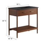 Modway Zaire 36" Bathroom Vanity - Walnut/Black-Compact Drawer