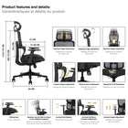 Kopplen Ergonomic High-Back Polyester Task Chair-Class 4 gas lift allows for height adjustment.