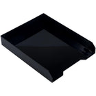 JAM Paper Stackable Paper Organizer Trays - Black - 2 Pack-Front-Load Desk Top Letter Tray | Colour: Black