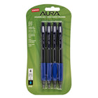 Staples Aura Gel Pens Retractable - 0.7mm - Blue - 4 Pack-Vibrant gel ink for effortless writing