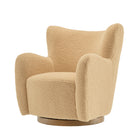 Modway Montrose Wingback Sherpa Swivel Accent Chair - Ivory Walnut-9