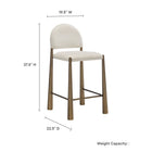 Modway Hayley Upholstered Fabric Counter Stool - Brass Cream-Arched Half-Moon Backrest