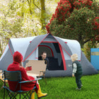 Outsunny 5-6 Person Outdoor Camping Tent with Lighting Hook, Carrying Bag - Grey-Hook in the top for camping light