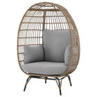 Manhattan Comfort Spezia 33.46" Modern Patio Freestanding Egg Chair - Tan/Grey-Legs Made of Steel with Some Rattan Design Covering