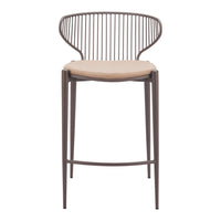 Zuo Silues Counter Stool - Taupe/Brown - Set of 2-Plush and durable faux leather fabric