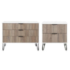 Manhattan Comfort DUMBO Modern 2-Drawer Nightstand and 3-Drawer Dresser Set - White/Rustic Grey-Modern-Contemporary with a taste of Glam Bedroom Dresser Set. Includes 1 Standard Dresser and 1 Nightstand 2.0.