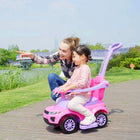 Aosom 2-in-1 Kids Ride-On Push Car - Pink-The steering wheel can easily control the direction 