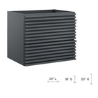 Modway Render 24" Wall-Mount Bathroom Vanity Cabinet - Grey-Drywall Friendly Mounting Cleat