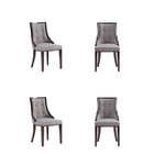 Manhattan Comfort Fifth Avenue 18.5" Traditional Faux Leather Upholstered Dining Chair - Grey - Set of 4-Traditional Dining Chair for Dining Room Use. Set of 4