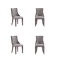 Manhattan Comfort Fifth Avenue 18.5" Traditional Faux Leather Upholstered Dining Chair - Grey - Set of 4-Traditional Dining Chair for Dining Room Use. Set of 4