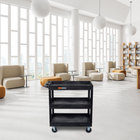 Luxor TUFFY XL Three-Tier Multi-Purpose Utility Cart with Heavy-Duty 5" Casters - 32" W x 18" D - Black-8