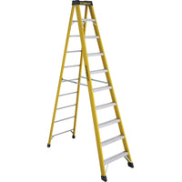 Featherlite 6900 Series 10' Industrial Heavy-Duty Fiberglass Stepladder-Nominal Height: 10'