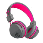 Jlab Buddies Studio Kids Wireless Headphones, Bluetooth, Grey/Pink-Kids On-Ear Wireless Headphones