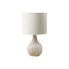 Monarch Specialties 17" H Contemporary Table Lamp - Beige Ceramic / Ivory / Cream Shade-This 17"h table lamp features a chic, lustrous beige ceramic base in a tear drop shape with a textured ribbed design, perfectly complemented with an ivory fabric shade, adding a fashionable touch to your living room, bedroom, or office