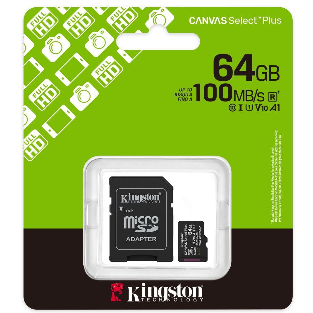 Kingston 64 GB microSDXC Canvas Select Plus G3 with SD Adapter
