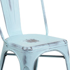 Flash Furniture Distressed Green-Blue Metal Indoor-Outdoor Stackable Chair-Seat Size: 12'' - 14''W x 14''D