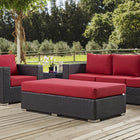 Modway Convene Outdoor Patio Fabric Rectangle Ottoman - Espresso/Red-Powder Coated Aluminum Frame
