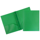 JAM Paper Two-Pocket POP Plastic School Folders with Metal Prongs Fastener Clasps - Green - 6 Pack-JAM Paper POP Folders | Colour: Green