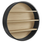 Modway Romy 47" Round Wall Book Shelf - Black/Natural-Retro Circular Frame