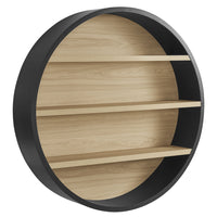 Modway Romy 47" Round Wall Book Shelf - Black/Natural-Retro Circular Frame