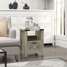 HOMCOM Side Table with Storage - Grey-An open shelf, a drawer and a tabletop for holding daily essentials and decors