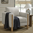 Modway Hawken Boucle Fabric Accent Armchair - Parchment Beech-Solid Wood Tapered Legs
