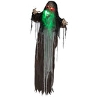 HOMCOM Animatronic Green Big-mouth Monster Prop Halloween Decoration-Green big-mouth monster design with a bendable arm 