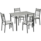 HOMCOM 5-Piece Marble Effect Dining Set with Padded Chairs - Grey-Modern marble effect look blends well with most home décor styles