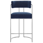 Modway Huron Curved Back Fabric and Metal Counter Stool - Silver Navy-7