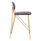 Zuo Georges Counter Stool - Grey/Gold - Set of 2-Dimensions: 20.5" L x 19.3" W x 36.2" H