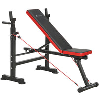 Soozier Adjustable Weight Bench with Squat Rack-Multifunctional weight bench with integrated barbell rack for full-body training