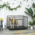 PawHut 49" Folding Heavy Duty Dog Crate - Grey-An anti-dropping device included to prevent the tray from sliding out<br> 