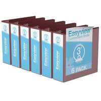 Davis Group Easyview Premium Binder - Round Ring - Customizable - 3" - Burgundy - 6 Pack-3 Ring Binder