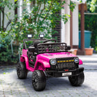 Qaba 12V Kids Ride on Truck Car with Remote Control, Openable Doors - Pink-Remote control features three speeds, self-driving option available for children 