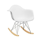 Nicer Furniture Eiffel Style Molded Plastic Rocking Armchair - White-High quality heavy-duty plastic molded seat with a matte finish
