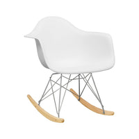 Nicer Furniture Eiffel Style Molded Plastic Rocking Armchair - White-High quality heavy-duty plastic molded seat with a matte finish