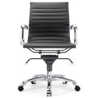 Plata Import Antoni Office Chair Leather Upholstery Low Back Adjustable Height Metal Frame - Black-Manual Tilt