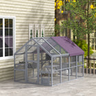 PawHut 74" H Outdoor Catio Cat Enclosure with Weatherproof Canopy and Bridges - Grey-Spacious 56 ft² (5.2 m²) area comfortably fits 3-6 cats, each up to 18 lbs. (8 kg) 