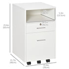 Vinsetto 2-Drawer Letter/A4 Filing Cabinet with Lock - White-5 universal wheels ensure easy movement, 2 of them are armed with brakes for safety
