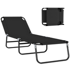 Outsunny Folding Lounge Chair - 5 Position Sun Tanning Chair - Black-7-piece patio dining set for patios, gazebos, and yards, made for easy hosting