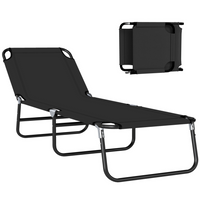 Outsunny Folding Lounge Chair - 5 Position Sun Tanning Chair - Black-7-piece patio dining set for patios, gazebos, and yards, made for easy hosting