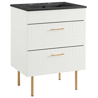Modway Daybreak 24" Bathroom Vanity - White/Black-CONTEMPORARY BATHROOM VANITY - Featuring a clean-lined design and gold metal hardware, this vanity incorporates contemporary style to your bathroom space