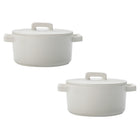 Maxwell & Williams Epicurious Round Covered Casserole - 1.3 L - White - 2 Pack-Microwave Safe