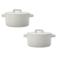 Maxwell & Williams Epicurious Round Covered Casserole - 1.3 L - White - 2 Pack-Microwave Safe