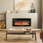 HOMCOM Wall Mounted Fireplace with LED Flame - Black-Adjustable LED flame with seven colours creates a cozy, year-round ambiance