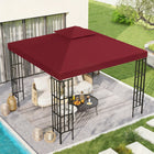 Outsunny 10' L x 10' W Square 2-Tier Gazebo Canopy Replacement Top Cover - Wine Red-180g/㎡ polyester cloth with PA coating