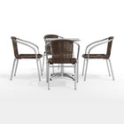 Flash Furniture 23.5'' Square Aluminum Indoor-Outdoor Table, 4 Rattan Chairs (TLH24SQ020CHR4)-Assembly required